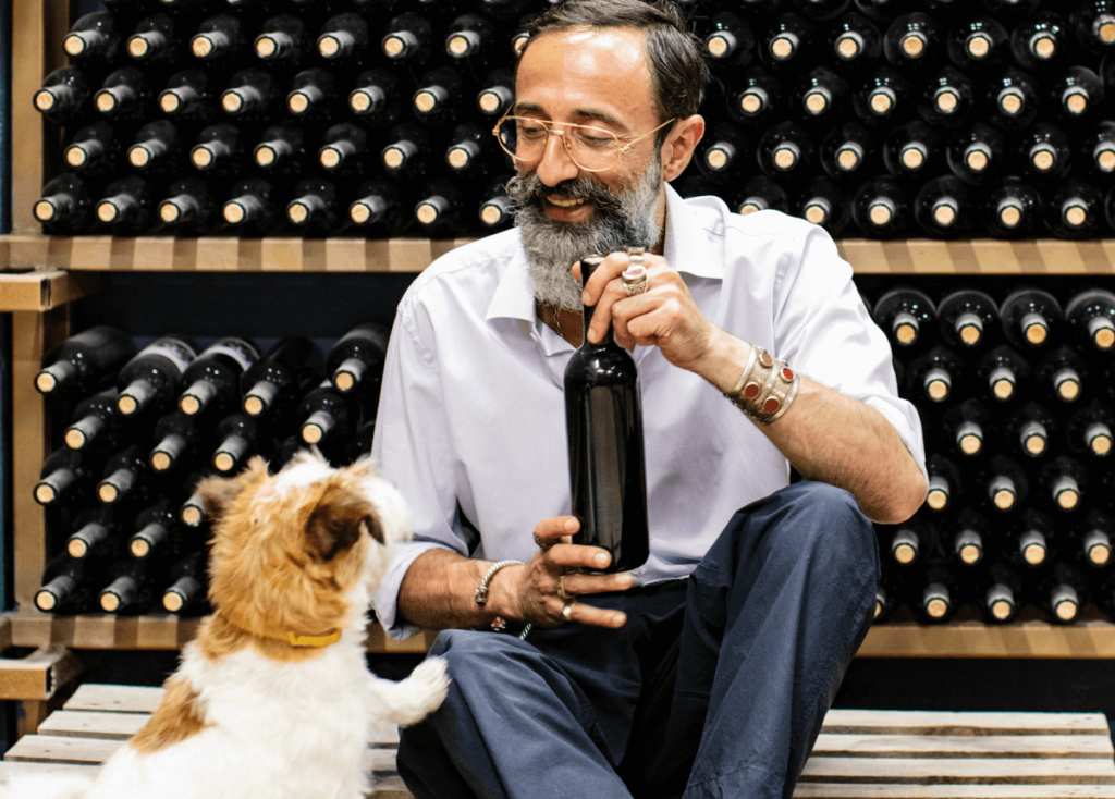 Man in a winery with Georgian wine