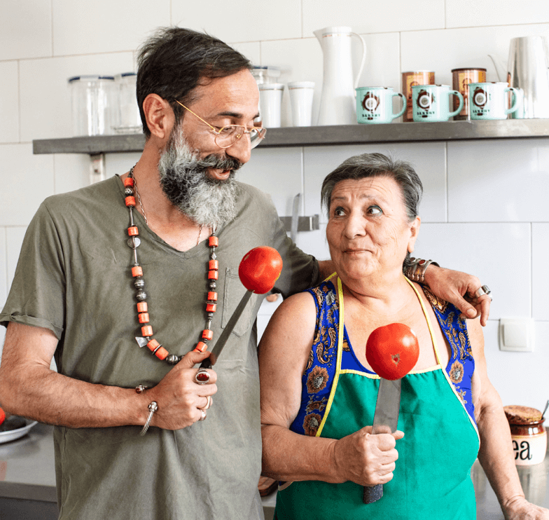 Happy Man and woman in the kitchen